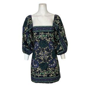 Cara Cara Blue and Green Floral Mini Dress